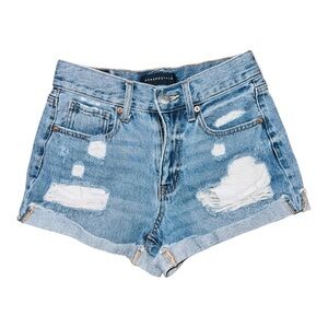 Aeropostale Blue Jean Shorts High-Waisted Distressed